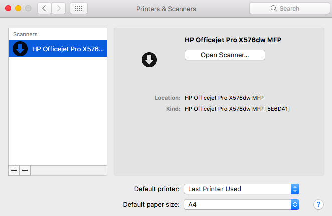search for a new printer on mac