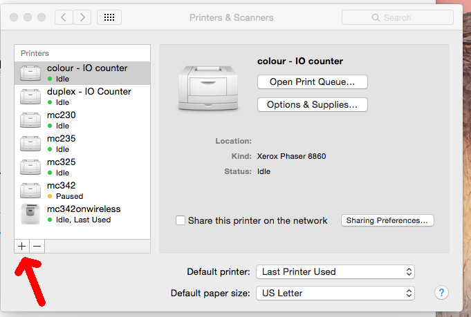 search for a new printer on mac